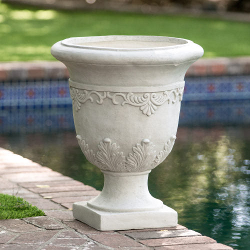 17 in. W x 20 in. H White Stone Urn