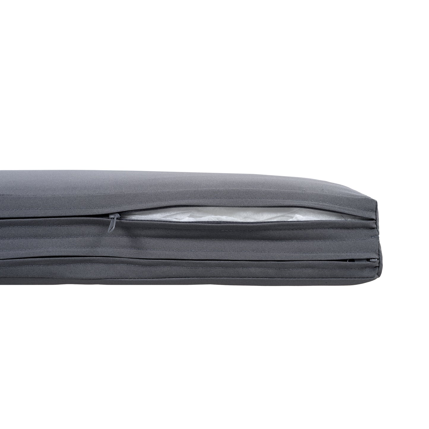 Lounge Chaise Set, Space Available On One Side, Acacia Wood In Black With Water-Resistant Lounge Cushions (Dark Grey & 2 Inch Thick) – Matching Cream/Leaf Coconut Version Available