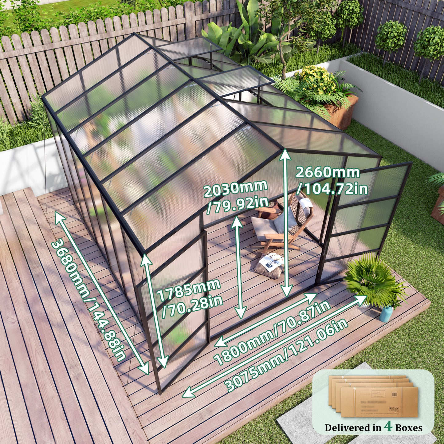 Newly marketed Gain height windproofaluminum greenhouse 10x12 FT Polycarbonate Greenhouse Raised Base and Anchor Aluminum Heavy Duty Walk-in Greenhouses for Outdoor Backyard in All Season
