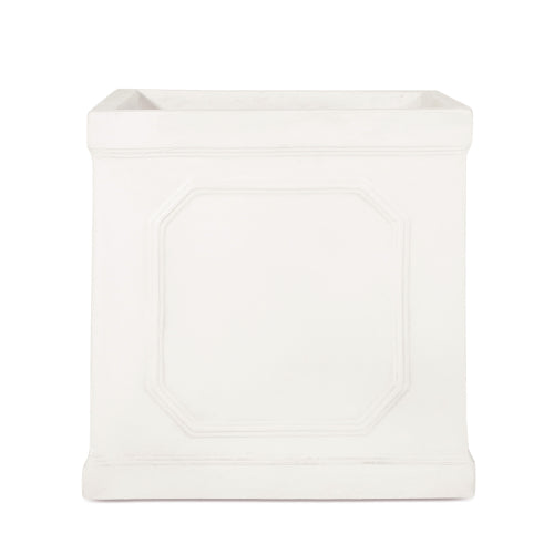 13.75 in. Antique White Lightweight Concrete MgO Floor Planter, Faux-Stone Appearance for Flowers, Herbs and Vegetables