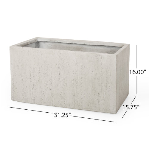 35.25 in. Outdoor Large Planter, White Magnesium Oxide Lightweight Concrete Square Garden Planter for Indoor and Outdoor