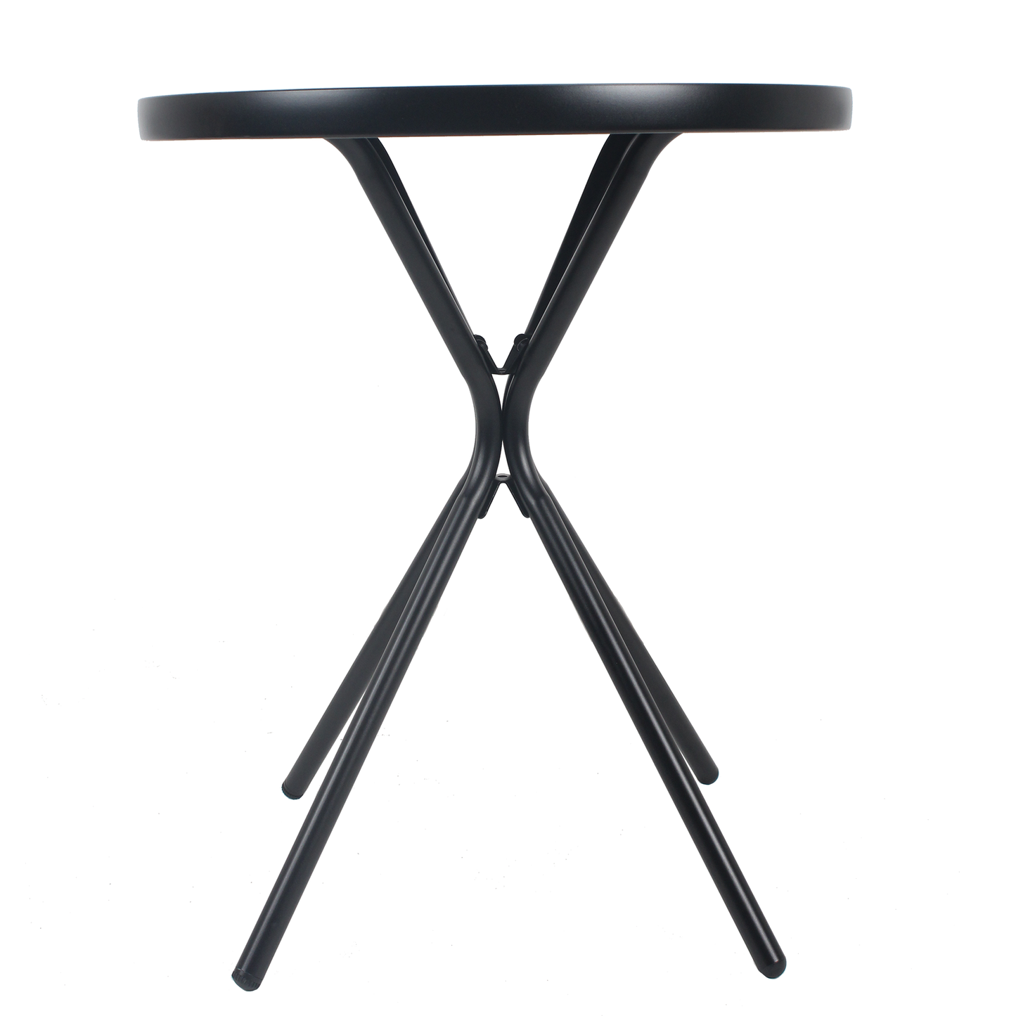 Tempered Glass Side Table 24" Round, Black Iron Frame, 10-Minute Easy Assembly, Indoor Outdoor Use for Balcony Patio Deck Small Garden