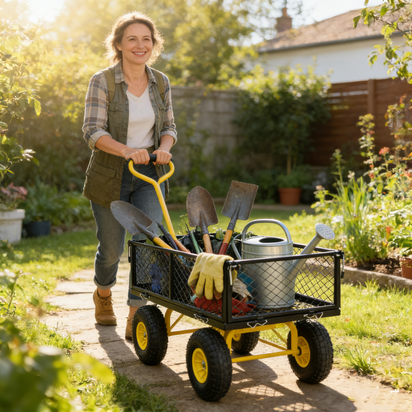 Wagon Cart Garden cart trucks make it easier to transport firewood