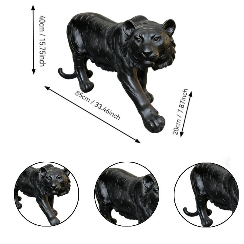 15.75" H x 33.46" L x 7.87" W Simulated Black Tiger Resin Garden Statue, Indoor & Outdoor Decorative Ornament, Lawn & Courtyard Art Craft, Unique Gift for Home & Garden
