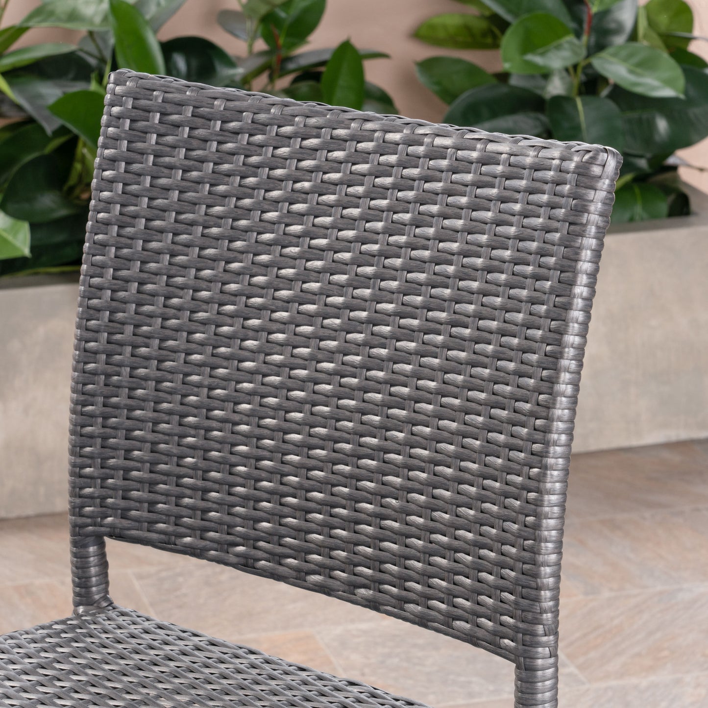 29" Outdoors PE Rattan Armless Barstools, Set of 2, Grey