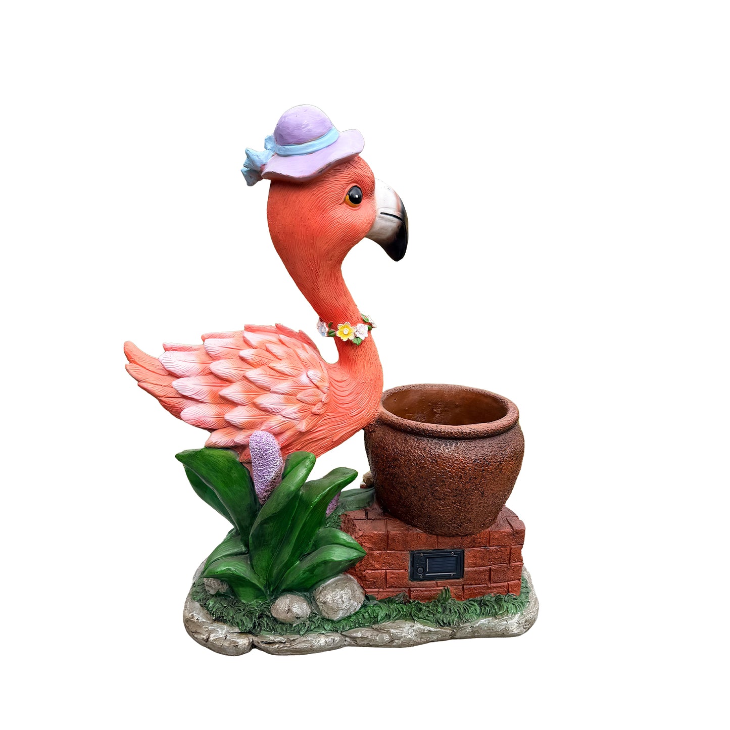 Outdoor Garden Sculpture Flamingo Flower Pot Planter - Unique Yard Statue Decoration, Interesting Law Outdoor Ornament