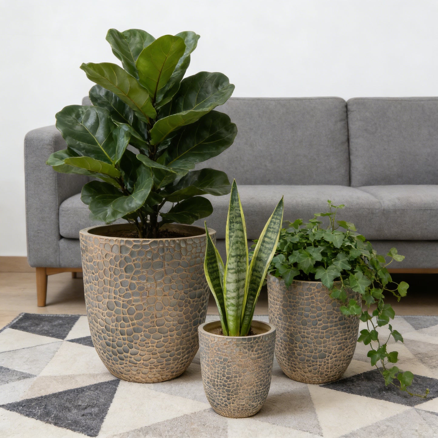 Large Outdoor Indoor Planter, 15.75"+11.4"+7.87" Dia Round Magnesium Oxide Planter Set of 3, Flower Pots with Drainage Holes,  Planter for Garden, Patio, Home