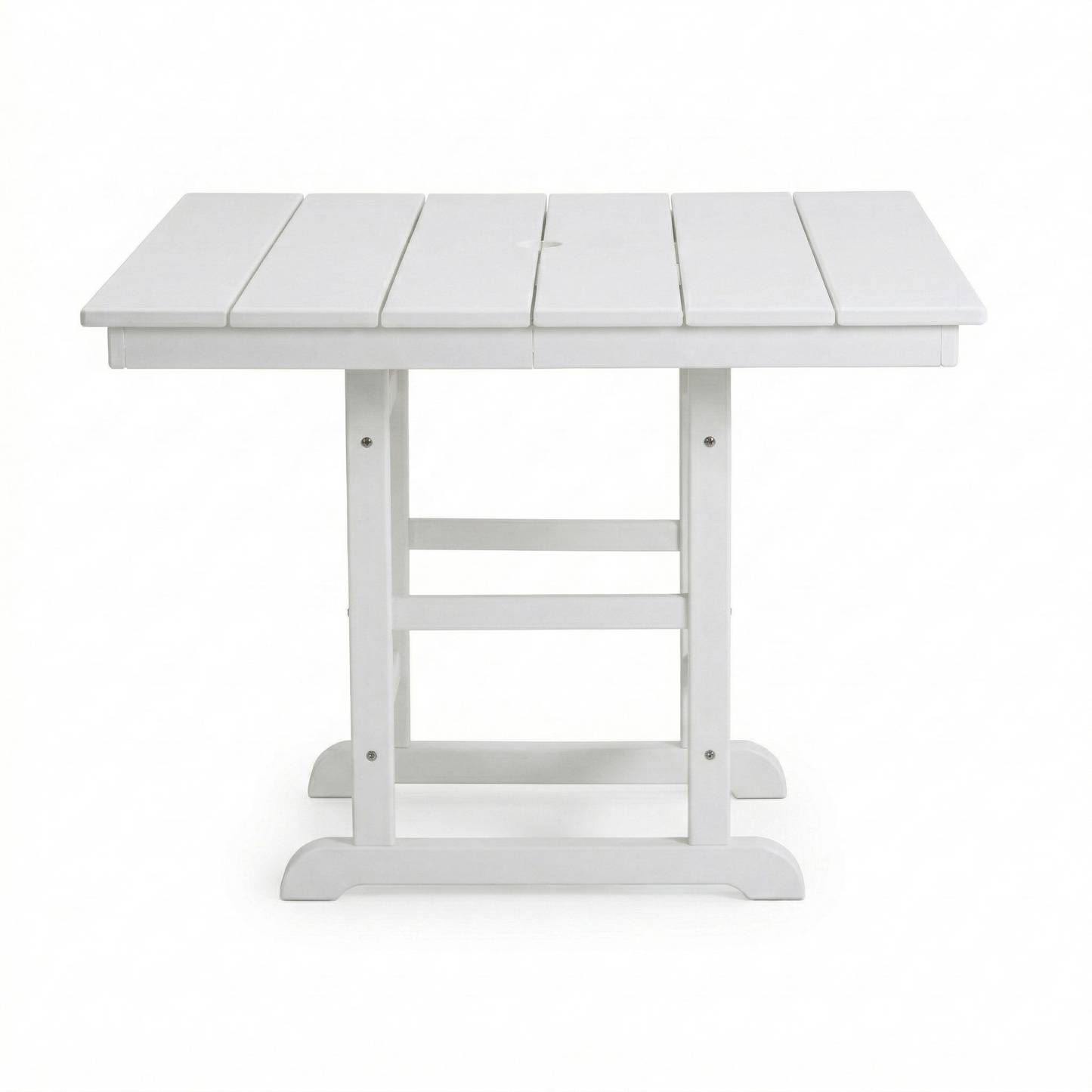 White HDPE Folding Square Patio Table, 37.8 in. L x 37.8 in. W x 29.52 in. H, All-Weather Outdoor Dining Table, 1 Piece
