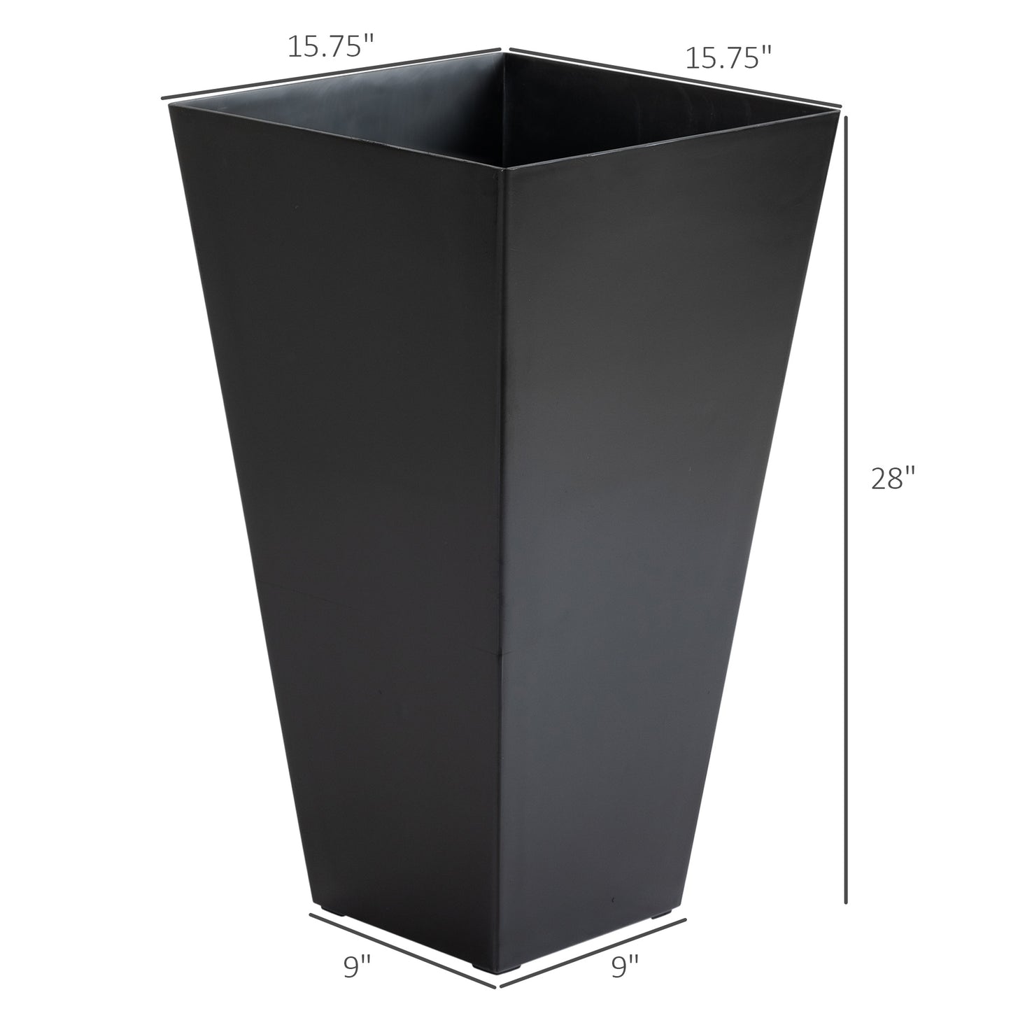 Outsunny Set of 3 Tall Planters with Drainage Hole, 28" Outdoor Flower Pots, Indoor Planters for Porch Patio and Deck, Black