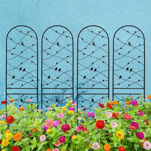 2 Pack 86.7 in. x 19.7 in. Black Metal Garden Trellis, Rustproof Trellis for Climbing Plants Outdoor Flower Support