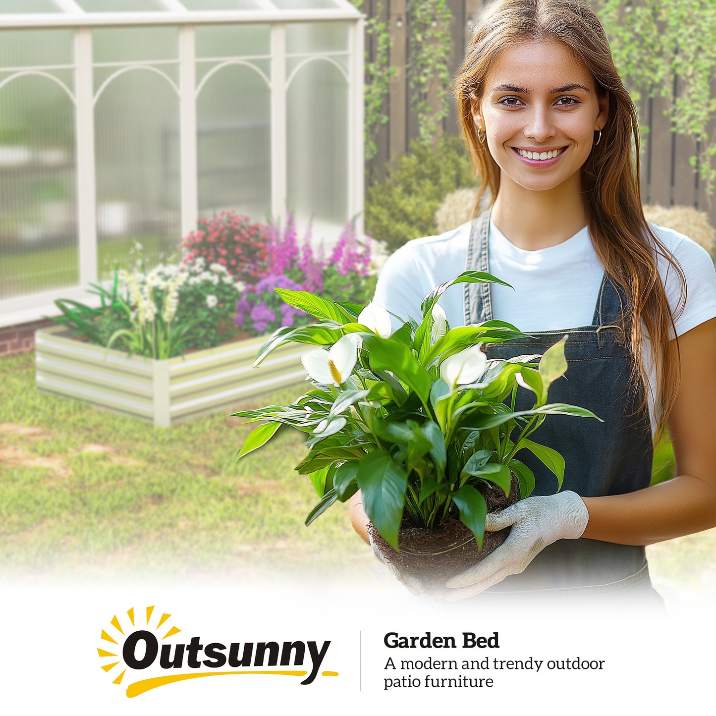 Outsunny 95" x 36" x 12" Galvanized Raised Garden Bed, Metal Elevated Planter Box, Easy DIY and Cleaning for Growing Flowers, Herbs, Silver