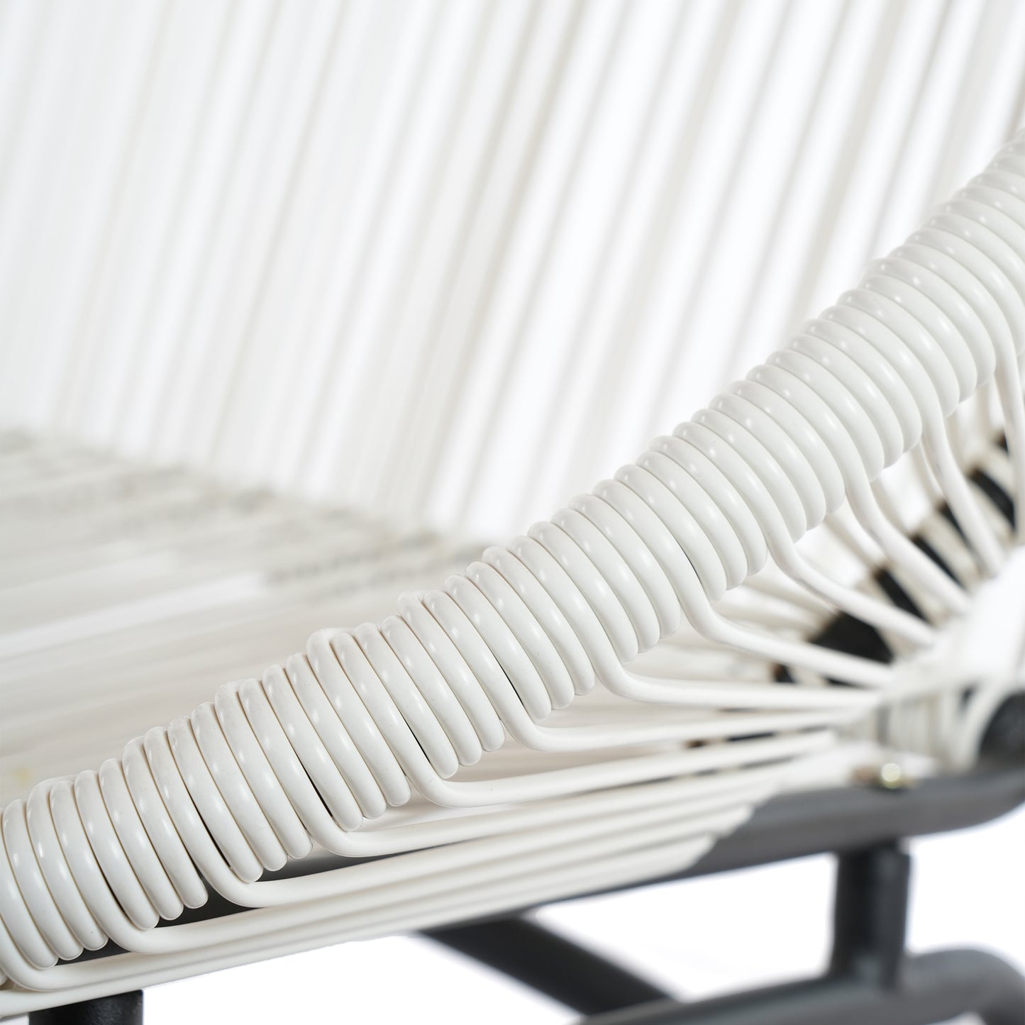 CONDESSA OUTDOOR PATIO WICKER LOVE SEAT, WHITE PE RATTAN &  IRON FRAME, SET OF 1