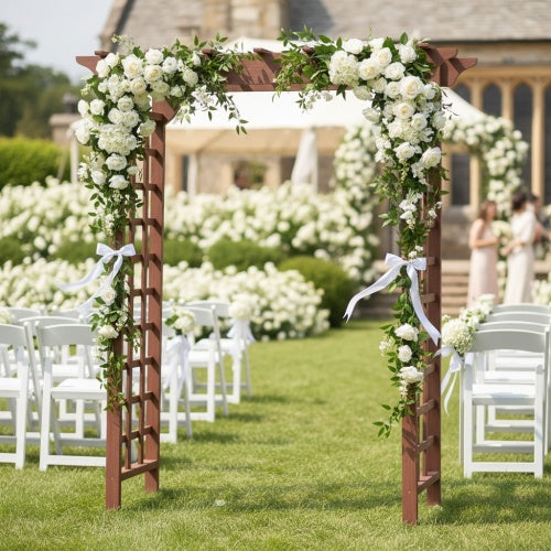 85 in. x 63 in. Wooden Garden Arbor,Outdoor Garden Arch Trellis for Climbing Vines,Garden Arbor Arch with Trellis-Brown