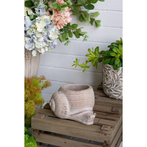 6 in. Beige Cement Decorative Vase,Decorative Snail Planter,Succulent Planter, Modern Flower Pots for Home, Office Decor