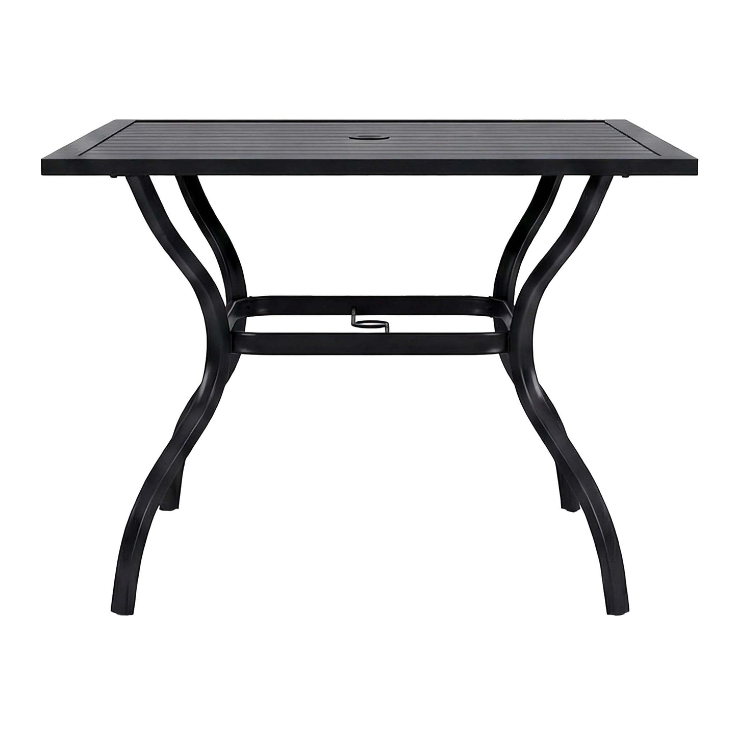 Metal Steel Slat Patio Dining Table Square Backyard Bistro Table Outdoor Furniture Garden Table