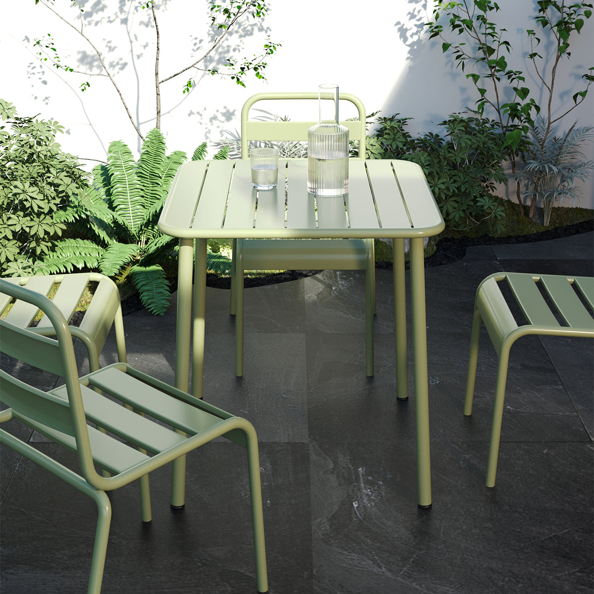 Sera square table  (green) outdoor courtyard table villa open air dining table waterproof table retro American modern simple balcony table coffee table