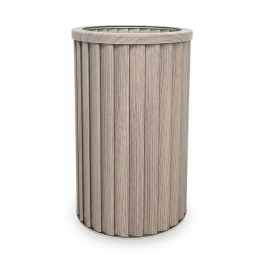 Round Strata Column Planter MD - Ash Brown