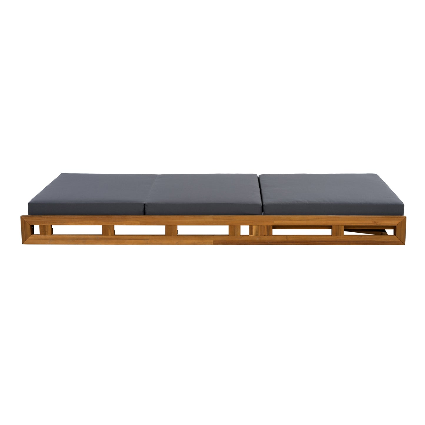 LOUNGE CHAISE SET, ACACIA SOLID WOOD WITH LOUNGE CUSHION (DARK GREY & TRIPLE FOLD) - MATCHING CREAM VERSION AVAILABLE