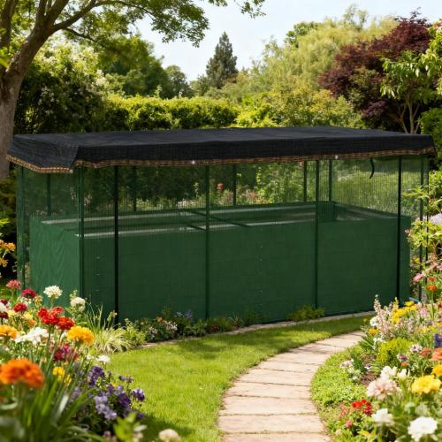 70.9 in. x 23.6 in. x 22.6 in. Galvanized Steel Raised Garden Bed with Net Cover and Roof, Metal Planter Box, Beige