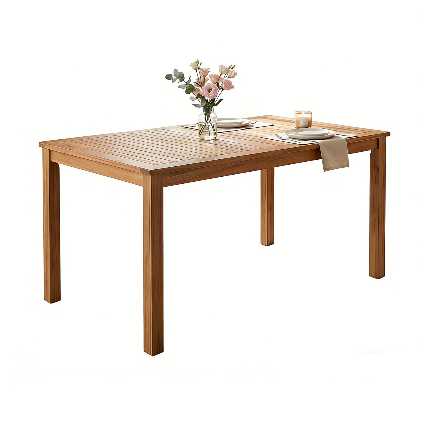 TOPMAX Patio Wooden Dining Table, Outdoor 67"L Rectangular Table for Poolside, Backyard, Garden, Indoor/Outdoor, Natural