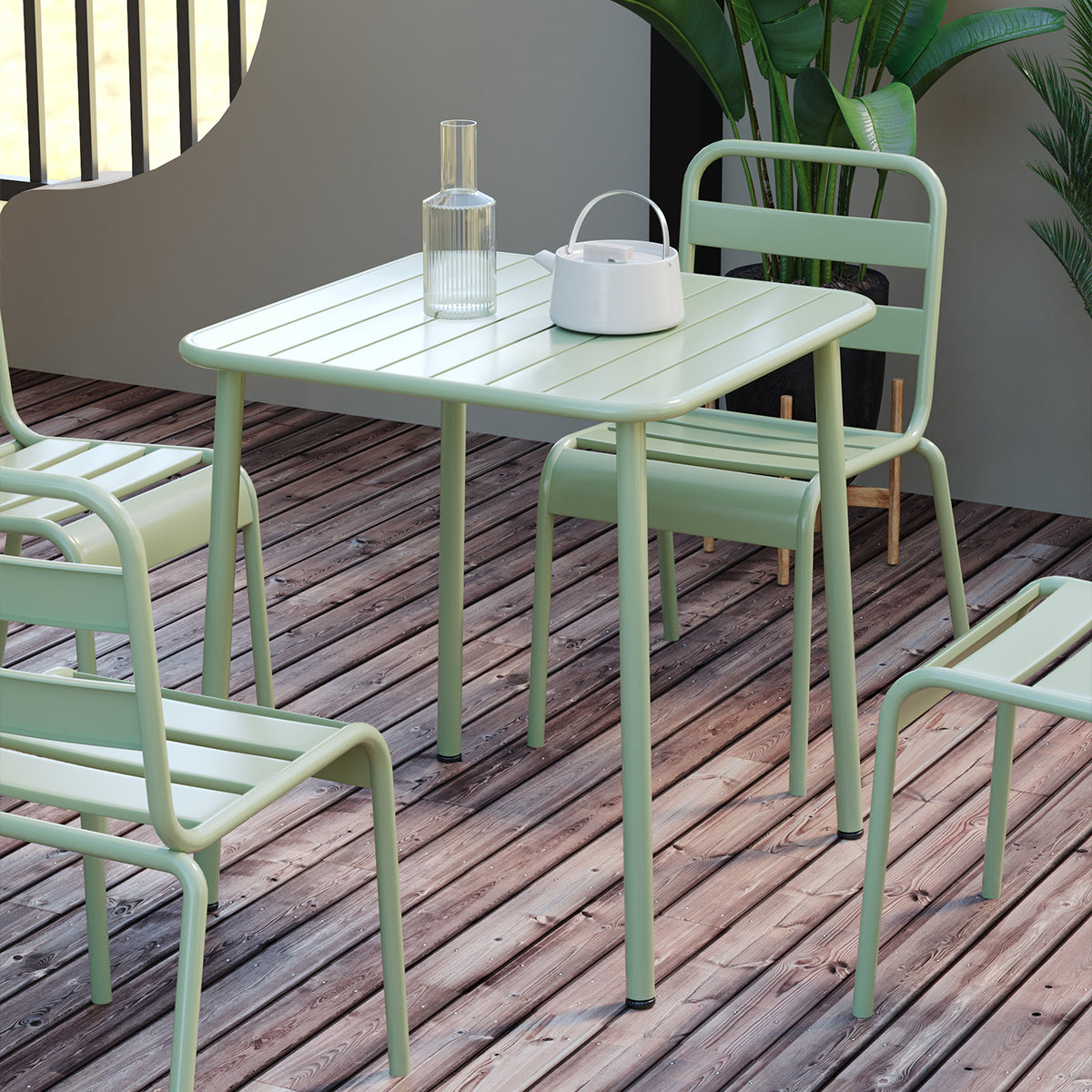 Sera square table  (green) outdoor courtyard table villa open air dining table waterproof table retro American modern simple balcony table coffee table