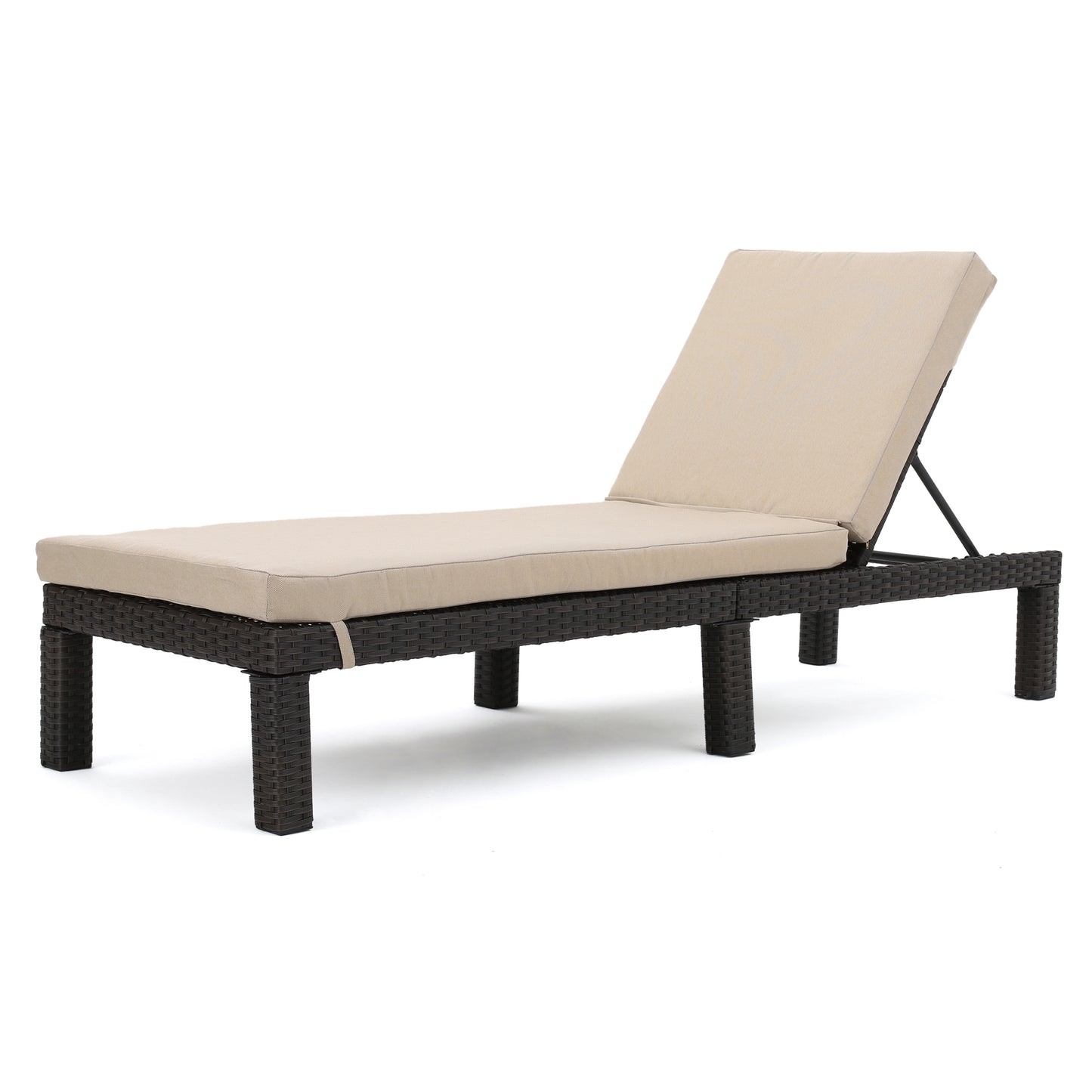 PUERTA KD CHAISE LOUNGE, DARK BROWN FRAME WITH BEIGE CUSHION