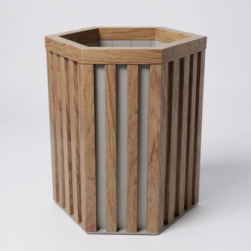 Hexagon Column Planter SM - Medium Brown