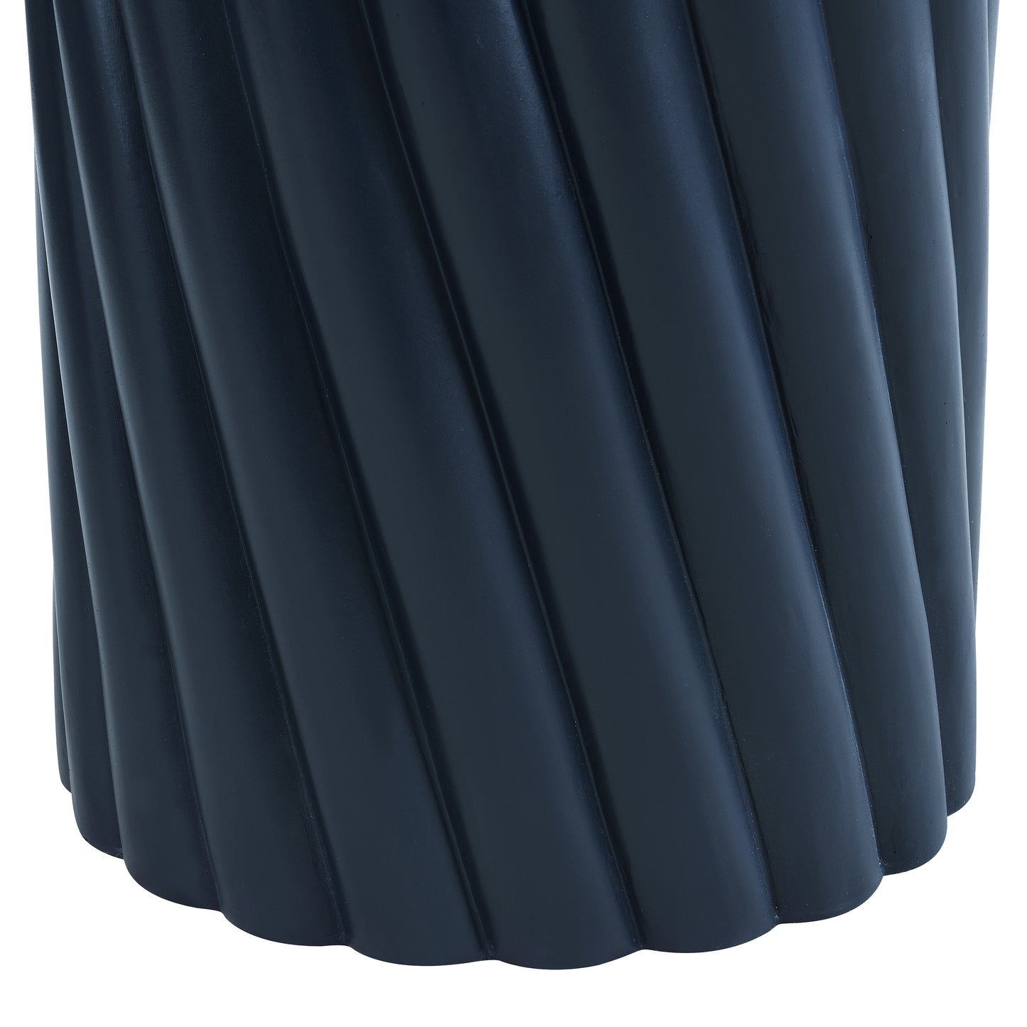 Modern Navy Blue Outdoor Table with Fluted Design - 16.02" Diameter, 18.31" H, MGO Material, 250 lbs Capacity, Assembly-Free Accent Table or Seat for Patio, Garden, or Balcony