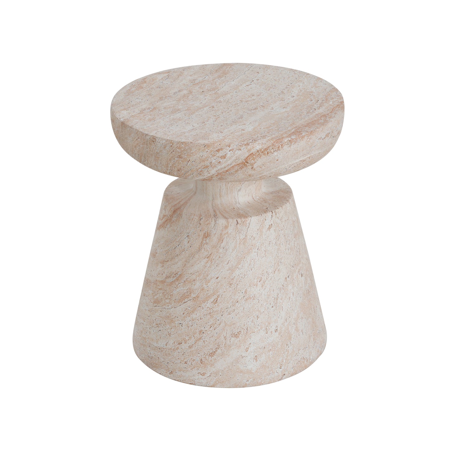 Outdoor/Indoor Lightweight Concrete Side Table,Travertine Finish