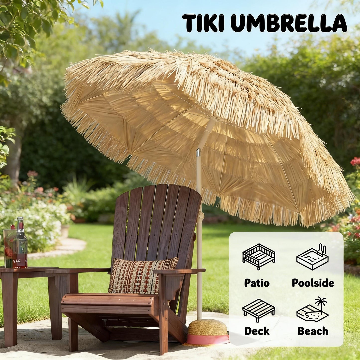 Outdoor Umbrella,Outdoor Hawaiian Style Garden Umbrella,Patio Umbrella