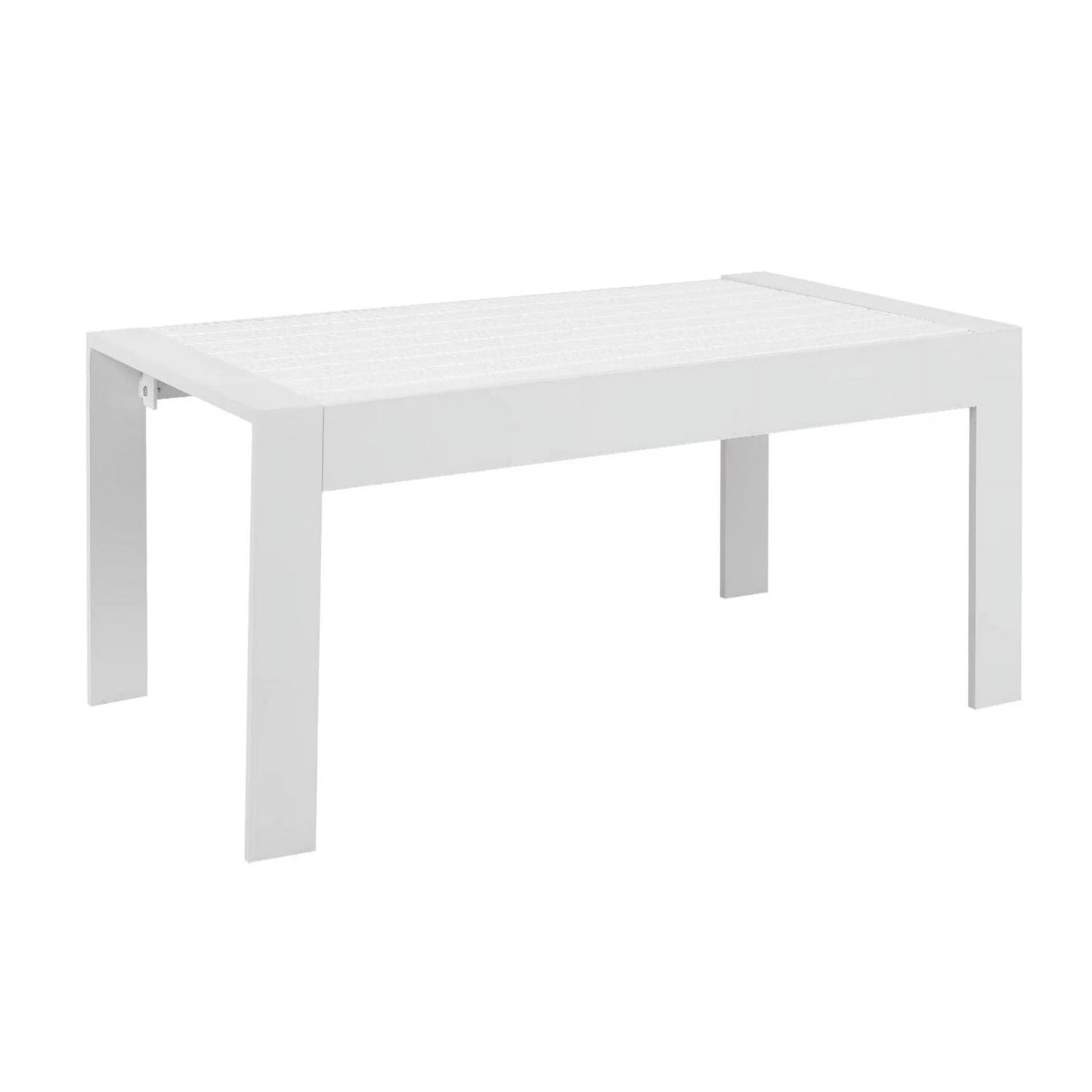 43" All-Weather Aluminum Patio Coffee Table, Modern White Rectangle Outdoor Table