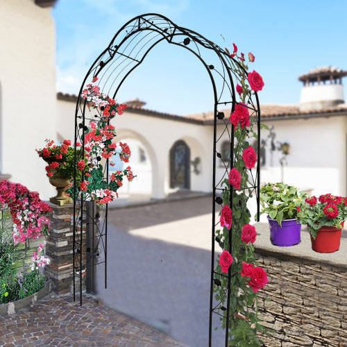 98.4 in. Metal Garden Arch Garden Arbor Trellis Plants Support Rose Arch Outdoor Wedding Party Arch