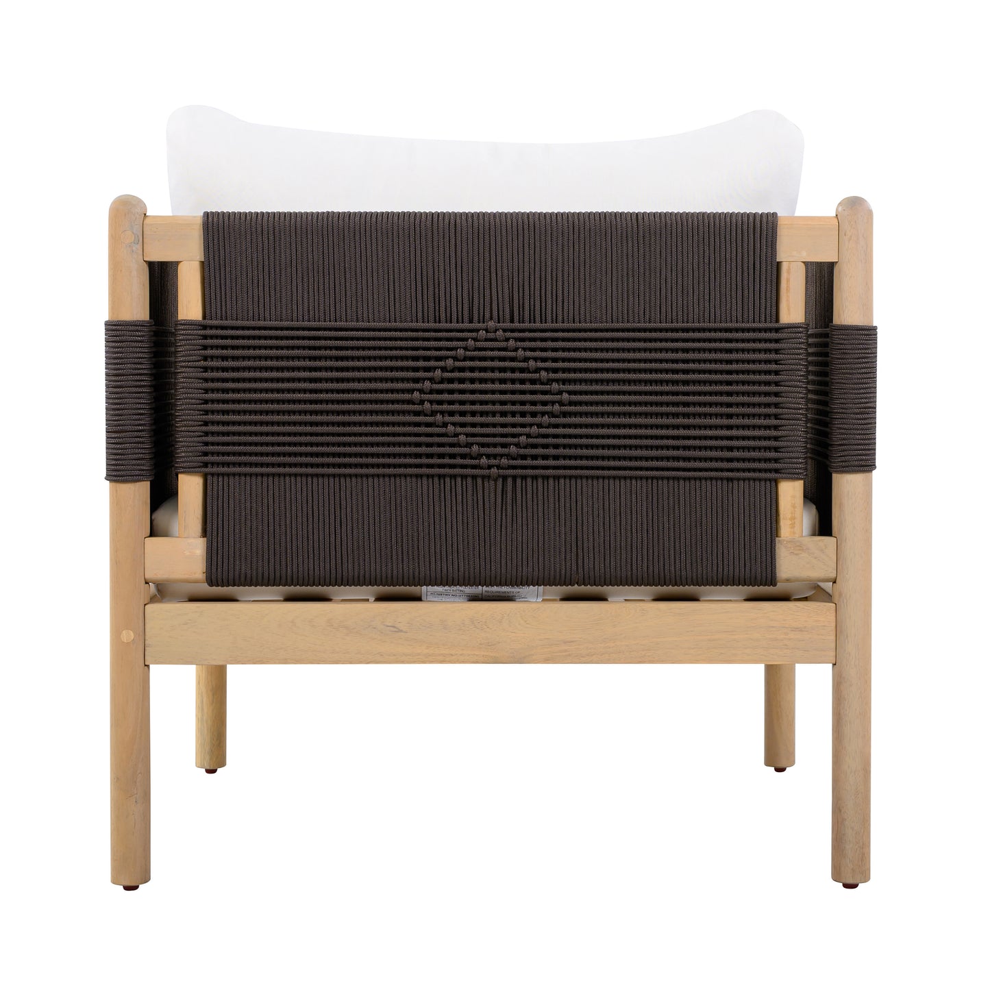 Outdoor Acacia Wood Club Chair with Diamond Rope Weave & Cushions, Light Teak