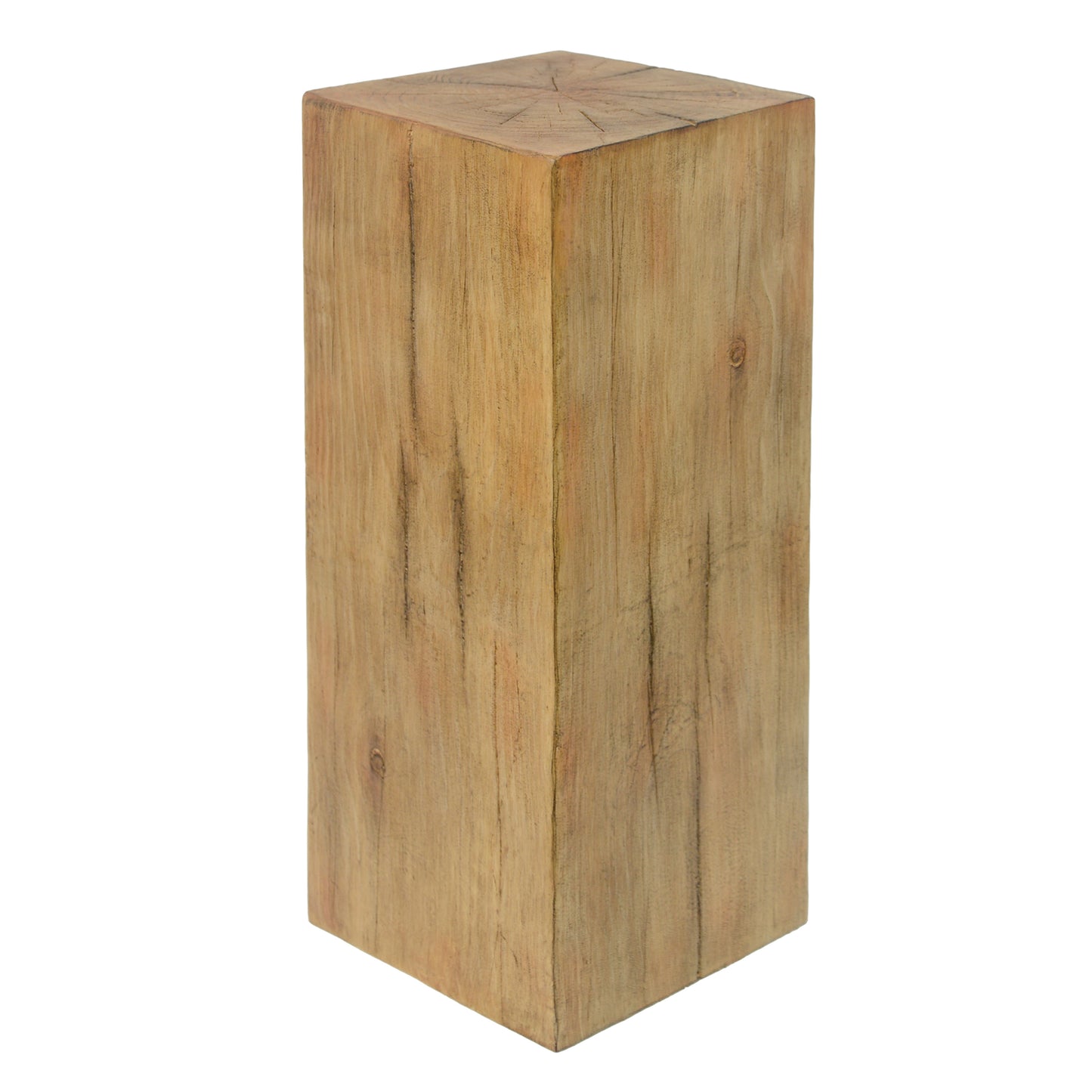 Wood-Look Square-Column MGO End Table,  H33.75",Wood-Like Distressed Finish, Mix with Different Heights, Indoor Outdoor Use,Natural Color