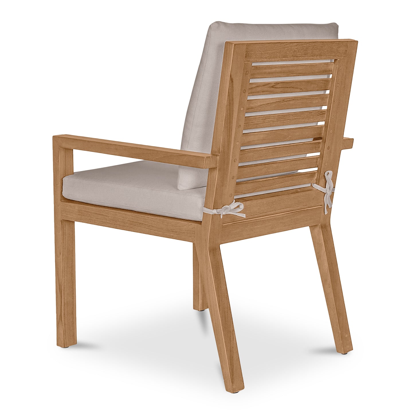 Outdoor Dining Chair, Slatted Back, Solid Teak, Quick Dry Foam, White