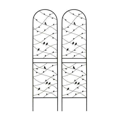 87 in. Black Outdoor Metal Garden Trellis Set of 4, Rustproof & Bird Decor, for Climbing Support Plants and Flower