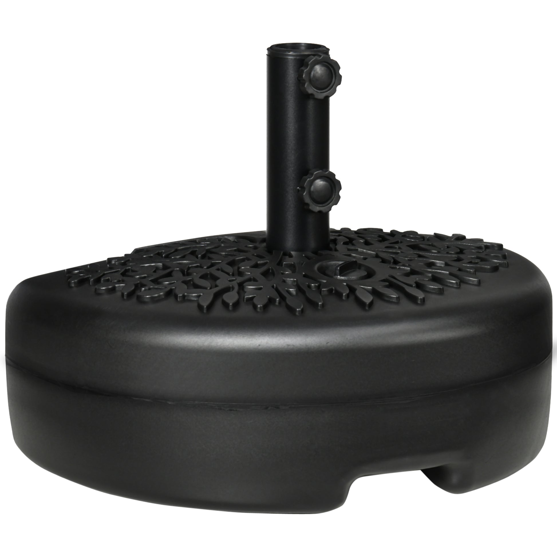 Outsunny Half Round Umbrella Base, Sand or Water Filled Half Patio Umbrella Stand Holder for Lawn, Deck, Backyard and Garden, 40lb Capacity Water or 46lb Capacity Sand, Fit 1.5"or 2" Pole, Black