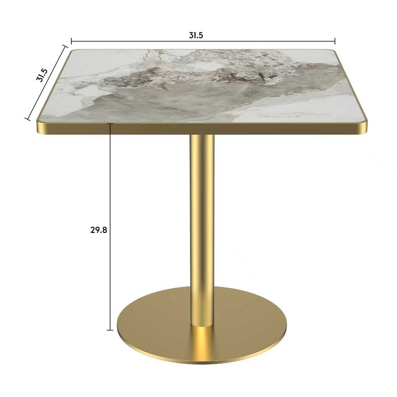 Square Modern Dinning Table 31.5 inches Bistro Table Tulip Table with Faux Marble top,Easy Assemble,Sturdy Metal Frame Diameter
