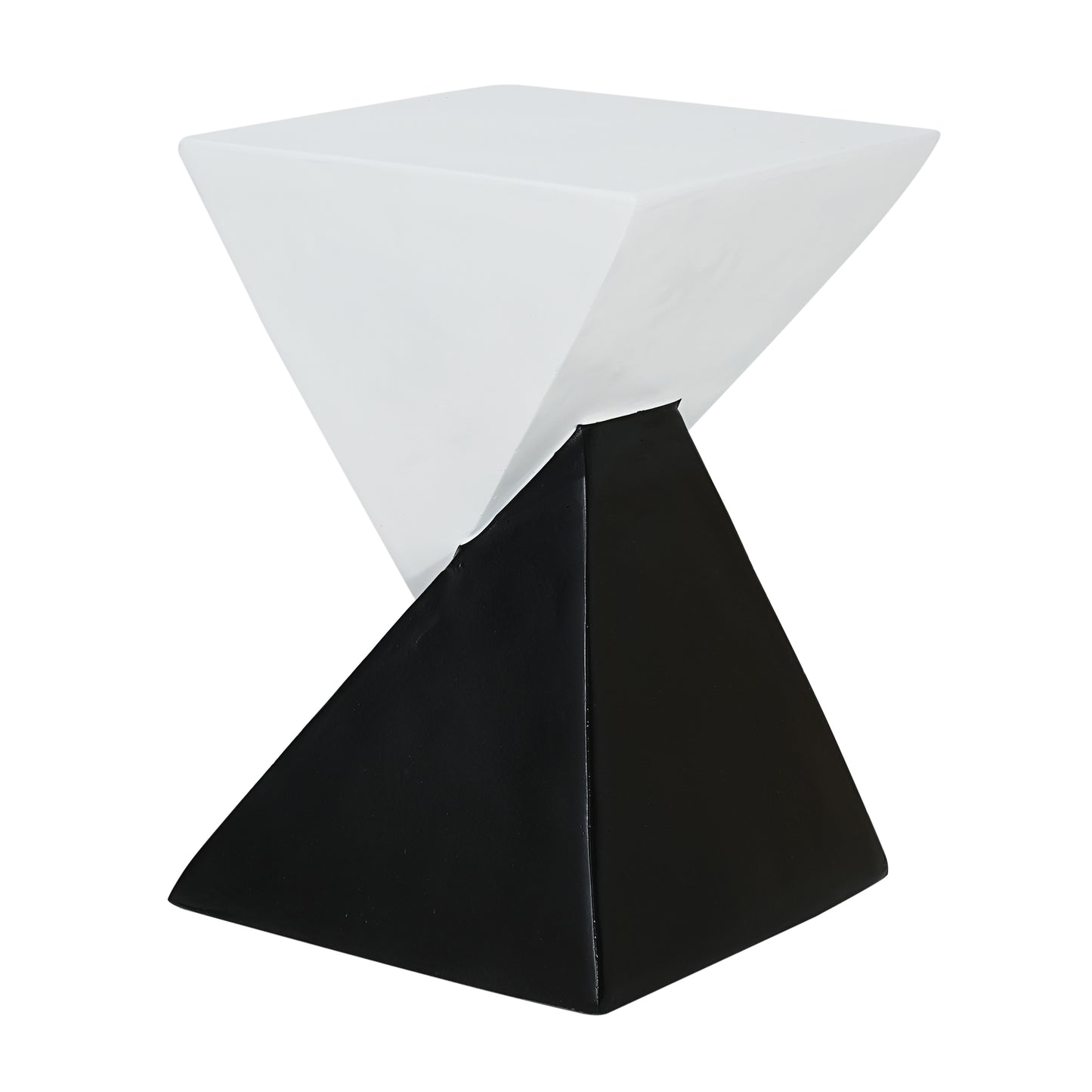 Modern Geometric MGO Side Table - Black & White Two Tone Indoor Outdoor End Table for Living Room, Patio, Garden, 18'' H x 12.5'' Base