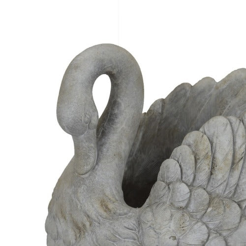 15.5 in. Swan Gray Composite Planter Decorative Pots Indoor/Outdoor Patio Garden Decor (15.5 in. W x 16.5 in. H) 1-Pack