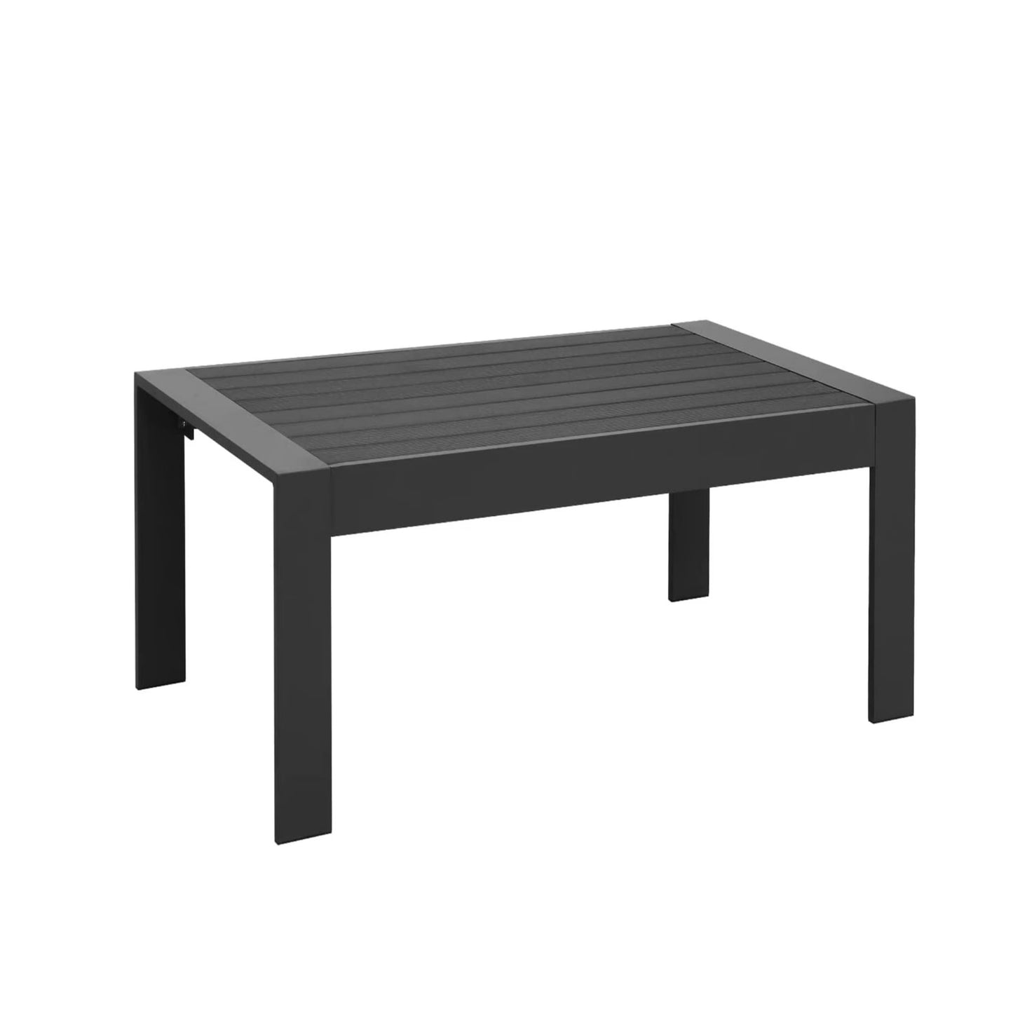 43" All-Weather Aluminum Patio Coffee Table, Modern Gray Rectangle Outdoor Table