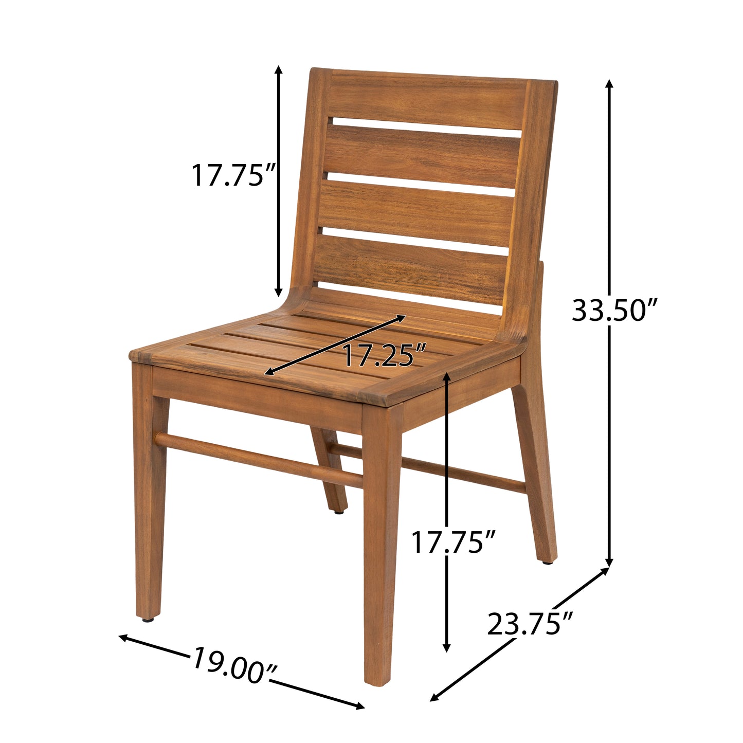 Outdoor Acacia Wood Dining Chair (Set of 2), Teak Finish Patio Chair with Ergonomic Curved Back, Weather Resistant Side Chair for Garden, Backyard, Patio