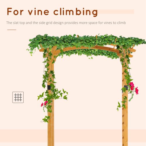 90 in. x 63 in. Wood Arbor, Wedding Arch for Ceremony, Outdoor Garden Pergola Arch Trellis for Plant Climbing