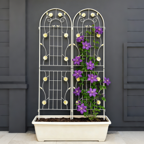 2-Pack 71 in. x 19.7 in. Black Metal Garden Trellis, Rustproof Trellis for Climbing Plants Outdoor Flower Support