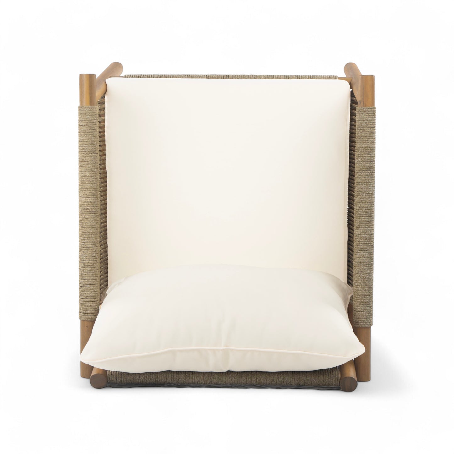 28" Modern Outdoor Woven Lounge Chair with Solid Wood Frame and Comfortable Polyester Cushions, Perfect for Patio, Garden, or Balcony