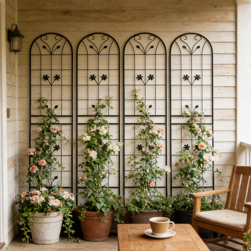 (4-Pack) Metal Garden Trellis 86.7 in. x 19.7 in. Rustproof Trellis for Climbing Plants Outdoor Flower