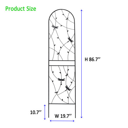 4-Pack Metal Garden Trellis 87 in. x 19.7 in. Rustproof Trellis Climbing Plants Outdoor Flower Support Dragonfly Deco