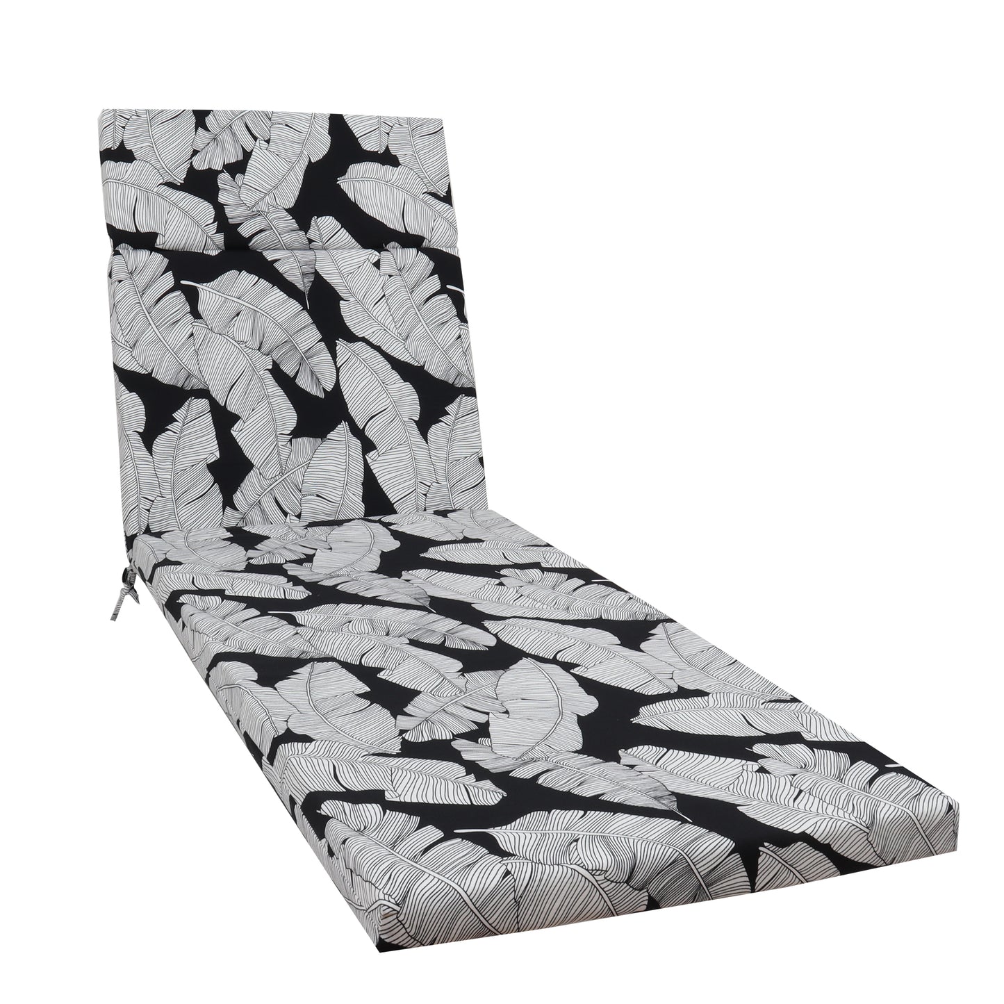 2 Pcs Set Indoor/Outdoor Chaise Lounge Chair Cushion Outdoor Furniture Cushion with Ties, Patio Seat Cushion for Lawn,Pool & Beach,75" x 22.8" x 2" (Black/Leaf)