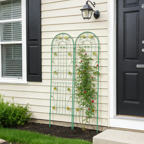 2-Pack 78.7 in. Height Metal Garden Rustproof Trellis Outdoor Flower Support for Climbing Plants in Black