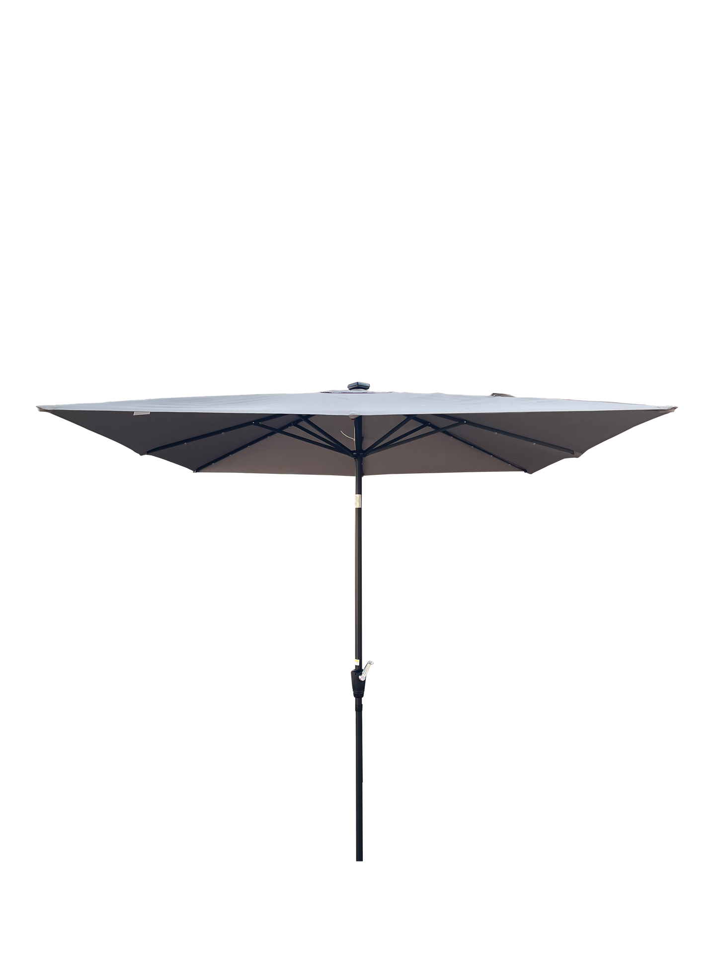 Square 2.5X2.5M Outdoor Patio Umbrella Solar Powered LED Lighted Sun Shade Market Waterproof 8 Ribs Umbrella with Crank and Cross Base for Garden Deck Backyard Pool Shade Outside Deck Swimming Pool